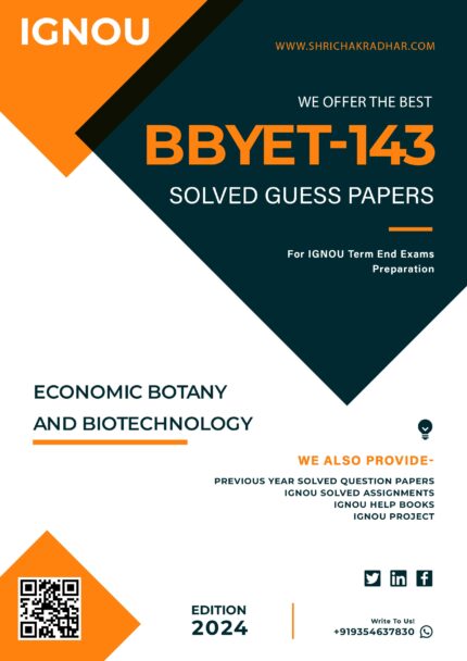 IGNOU BBYET 143 Solved Guess Paper (BSCG Botany)